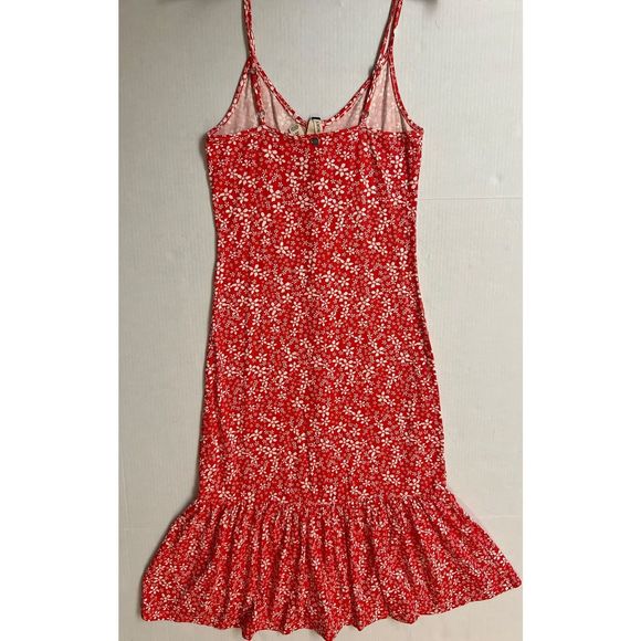 Roxy Women Sz Small Seaside State Strappy Dress Poppy Red Floral - Picture 2 of 10